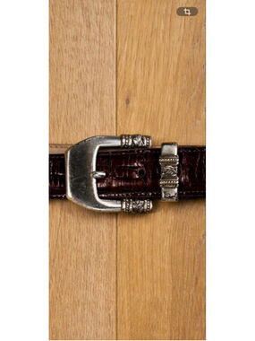 Enmon Leather Croc Embossed Belt Western Silver Hardware Size M